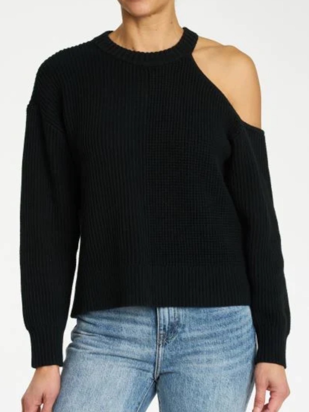 Pistola Women’s S Black Eva Cold Shoulder Crew Neck Midnight Sweater